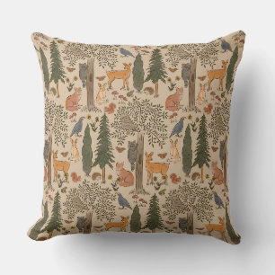 Cabincore Woodland Forest Animals Kudde
