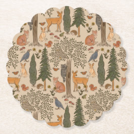 Cabincore Woodland Forest Animals Underlägg Papper