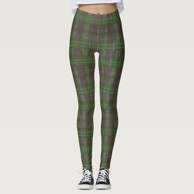 Cabinväv Skoggrön Tartan Leggings (Framsida)