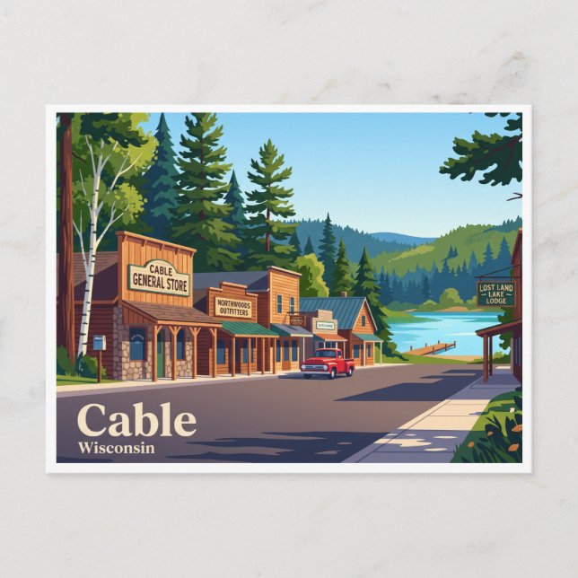 Cable, Wisconsin Vykort (Framsida)