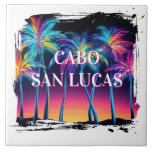 Cabo Ceramic Tile Kakelplatta<br><div class="desc">Den här keramiska plattan visas med en handflatan-utskrift från Cabo San Lucas. Stor storlek visas. Anpassa det här objektet med mallen.</div>