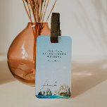 CABO MEXICO Tropical Beach Bachelorette Helg Bagagebricka<br><div class="desc">Den här bagagetaggen innehåller en vattenfärgsmålning av Cabo San Lucas,  Mexiko och en söt teckensnittskombination. Den här bagagetaggen gör att perfekten läggs till din bachelorette helg som kommer undan. Anpassa för varje person och öka välkomstpåsen.</div>