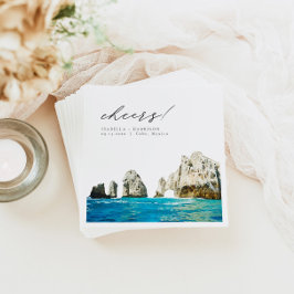 CABO Mexiko Watercolor Beach Skyline Bröllop Pappersservett