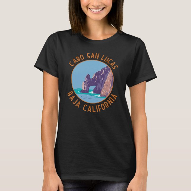 Cabo San Lucas Arch Mexiko Retro Distressed Circle T Shirt (Framsida)