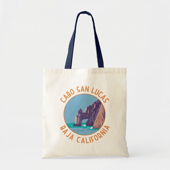Cabo San Lucas Arch Mexiko Retro Distressed Circle Tygkasse (Framsidan)