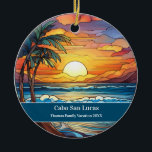 Cabo San Lucas Beach Vacation Julgransprydnad Keramik<br><div class="desc">Cute faux nedfläckad glass beachy scen,  individanpassad Cabo San Lucas Mexico Resa souvenir. Underbar för jul- och familjesemester eller smekmånaden. Anpassning: Ändra rubrik och år för att göra den unik.</div>