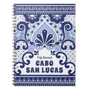 Cabo San Lucas Blue & White Mexican Talavera Tile Anteckningsbok