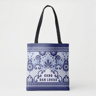 Cabo San Lucas Blue & White Mexican Talavera Tile Tygkasse