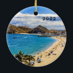 Cabo San Lucas, Medano Beach, Ceramic Ornament<br><div class="desc">Cabos Medanoband med färgfulla paraplyer och vackert väder. Två sidiga keramiska prydnadsföremål med två olika bilder av Cabo San Lucas.</div>