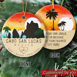 Cabo San Lucas Mexico Arch Vintage retro Sunset Julgransprydnad Keramik
