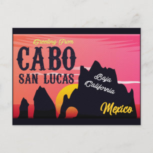 Cabo San Lucas Mexico Arch Vintage retro Sunset Vykort