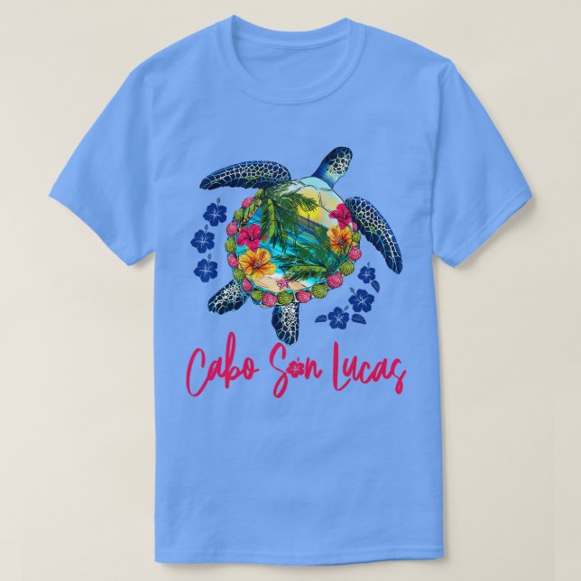 Cabo San Lucas Mexico Sea Turtle Hibiscus, sommar T Shirt (Design framsida)