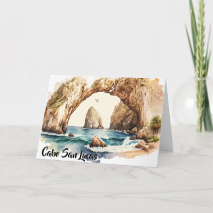 Cabo San Lucas Mexiko Beach Watercolor Kort
