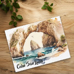 Cabo San Lucas Mexiko Beach Watercolor Vykort<br><div class="desc">Den här designen kan vara personlig om du väljer Redigera design. Du kan också överföra till andra objekt. Kontakta mig på colorflowcreations@gmail.com eller använda alternativet chatta överst på sidan om du vill ha den här designen på en annan produkt eller behöver hjälp med den här designen. Se mer av mina...</div>