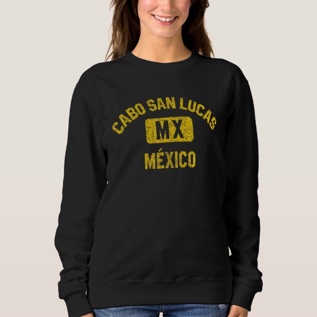 Cabo San Lucas Mexiko Gym Stil Distress Amber P T Shirt (Framsida)