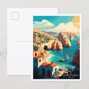 Cabo San Lucas Mexiko vintage resor illustration Vykort