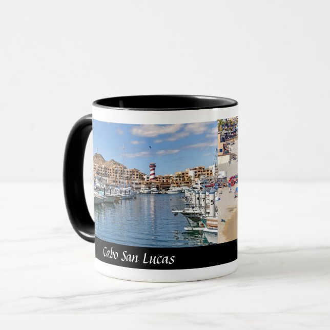 Cabo San Lucas och Medano Beach - Designerkaffe Mugg (Framsida vänster)