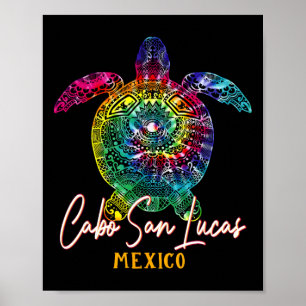 Cabo San Lucas Tie Dye Sea Turtle Matching Family Poster