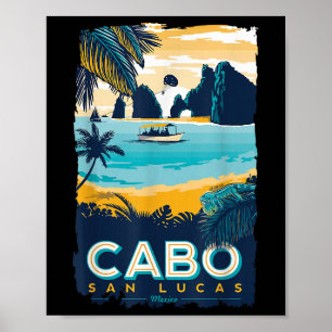 Cabo San Lucas Tropical Beach Mexico Travel Vintag Poster