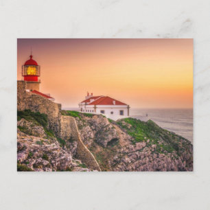 Cabo Sao Vicente vid solnedgången Algarve, Portu Vykort