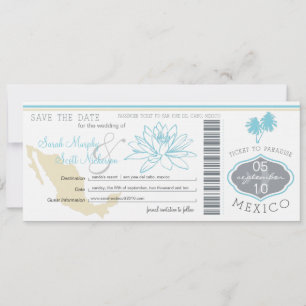 Cabo Save Date Boarding Pass till Mexiko Spara Datumet