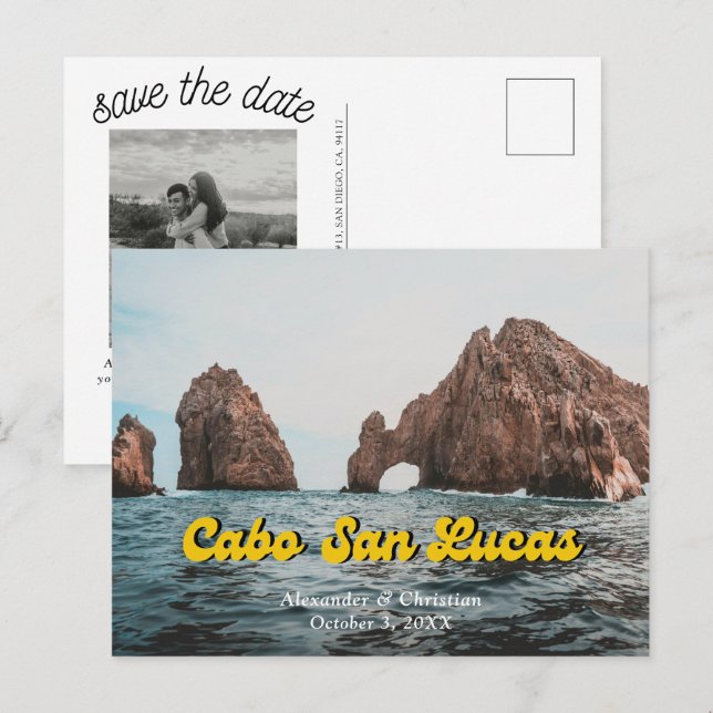 Cabo Save the Date vykort Mexiko Bröllop (Fram/baksida)