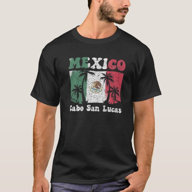 Cabo Summer Vacation Handflatan Träd Mexikanska Fl T Shirt (Framsida)