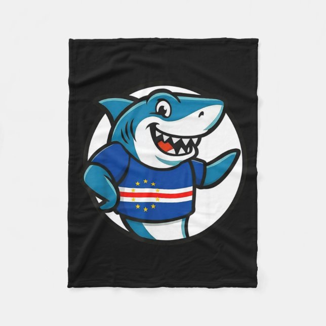 Cabo Verde Flag Shark Funny Cabo Verdean  Fleecefilt (Framsidan)