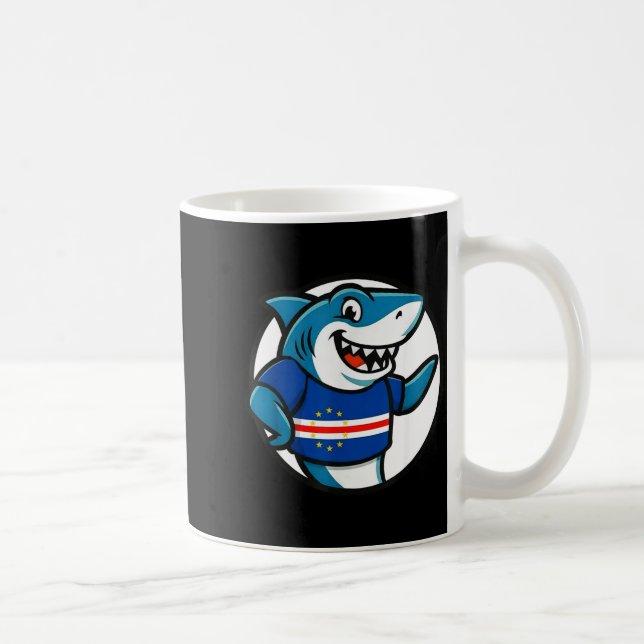 Cabo Verde Flag Shark Funny Cabo Verdean  Kaffemugg (Höger)