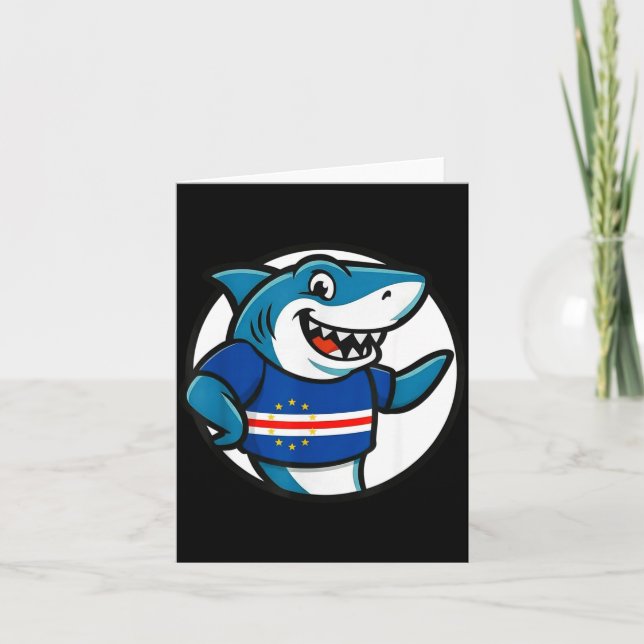 Cabo Verde Flag Shark Funny Cabo Verdean  Kort (Framsida)
