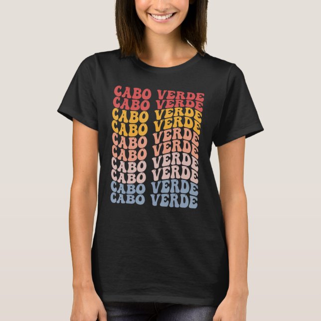 Cabo Verde Groovy Retro Cape Verdean T Shirt (Framsida)