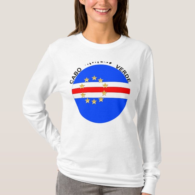 Cabo Verde-öarna Round Flagga T Shirt (Framsida)