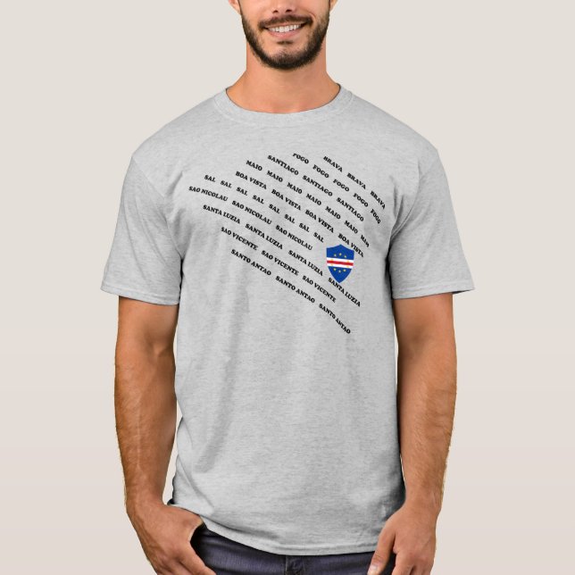 Cabo Verde Shield Flagga T-Shirt (Framsida)