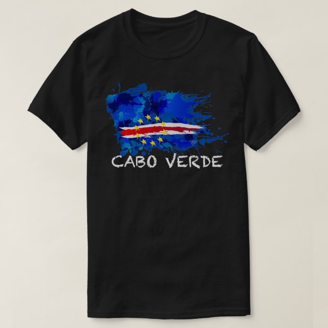 CABO VERDE SPLASHED PAINT FLAG with white tet Pull T Shirt (Design framsida)