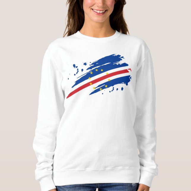 Cabo Verde Torned Flagga T Shirt (Framsida)