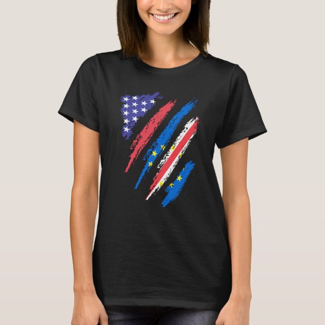 Cabo Verdean American Patriot Grown Heart Flag Str T Shirt (Framsida)