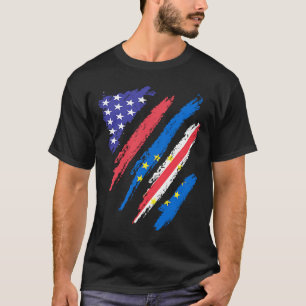 Cabo Verdean American Patriot Grown Heart Flagga S T Shirt