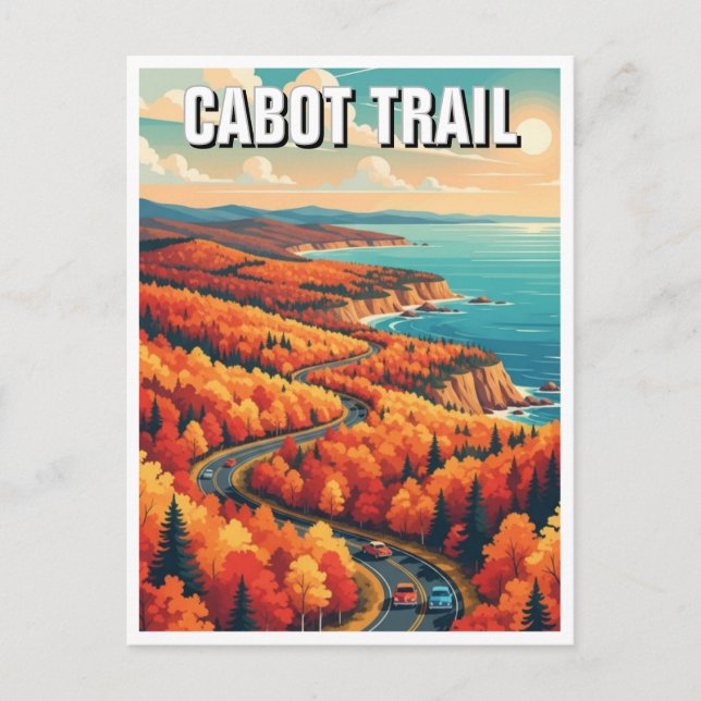 Cabot Trail Nova Scotia Canada Travel Vykort (Framsida)
