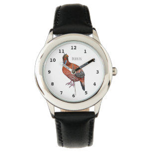 Cabots tragopan bird tecknad illustration armbandsur