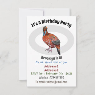Cabots tragopan bird tecknad illustration inbjudningar