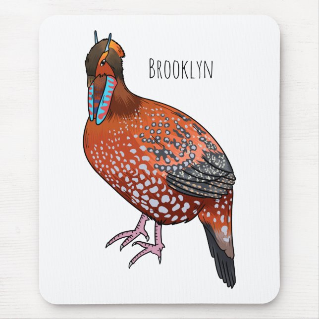 Cabots tragopan bird tecknad illustration musmatta (Framsidan)