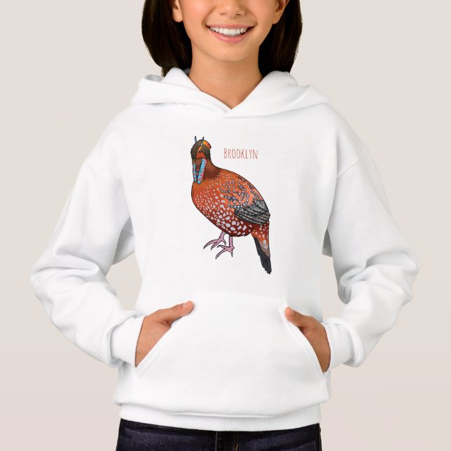 Cabots tragopan bird tecknad illustration t shirt (Framsida)