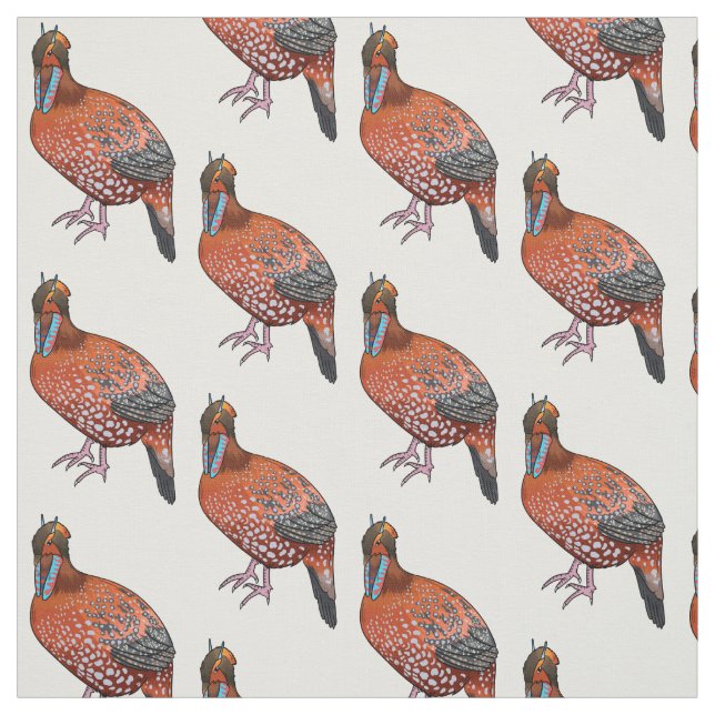 Cabots tragopan bird tecknad illustration tyg (Provkarta)