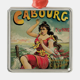 Cabourg, Frankrike badort, Vintage Resa Konst Julgransprydnad Metall