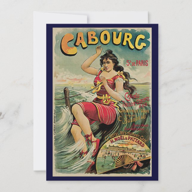 Cabourg, Frankrike Badort, Vintage Resemålning Kon (Framsida)