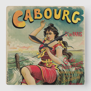 Cabourg, Frankrike Badort, Vintage Resemålning Kon Fyrkantig Klocka