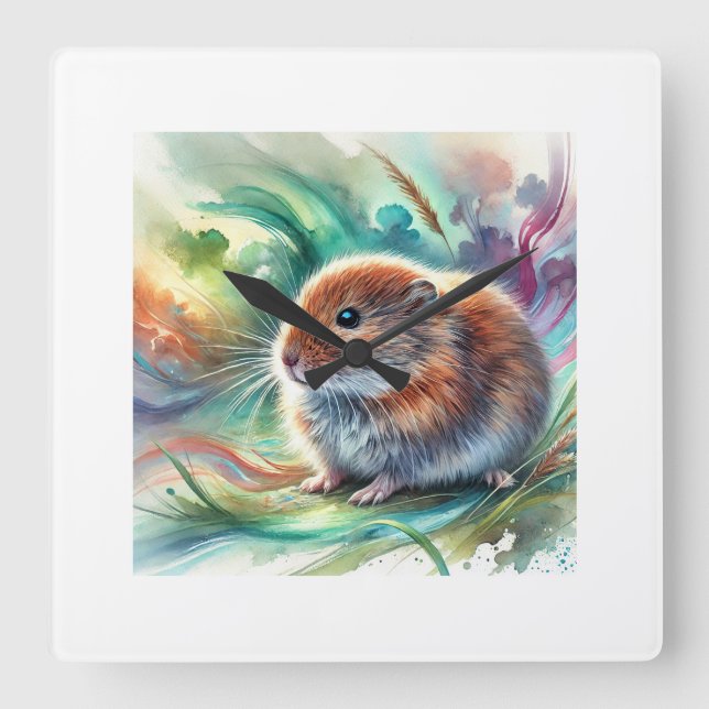 Cabrera vole 081024AREF136 - Watercolor Fyrkantig Klocka (Framsida)