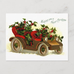 Cabriolet fyllt med Holly Vintage-jul Helg Vykort