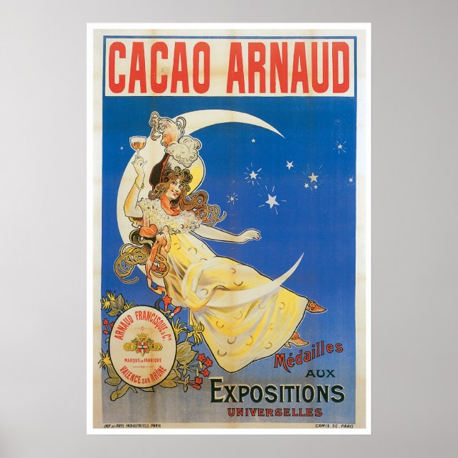 Cacao Arnaud Vintage Chocolate Drink Ad Art Poster (Framsidan)