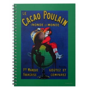 Cacao Poulain Vintage PosterEurope Anteckningsbok Med Spiral